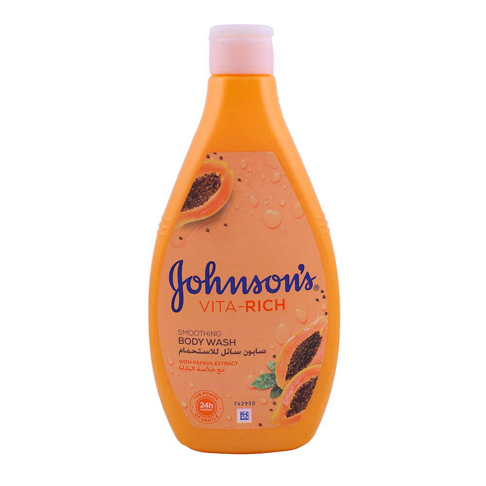 Johnson's Vita Rich Smoothing Papaya Body Wash 400ml - Available at Alosra Online Supermarket