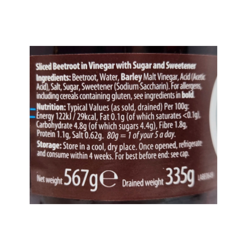 Baxters Sliced Beetroot Pickle 576g back image