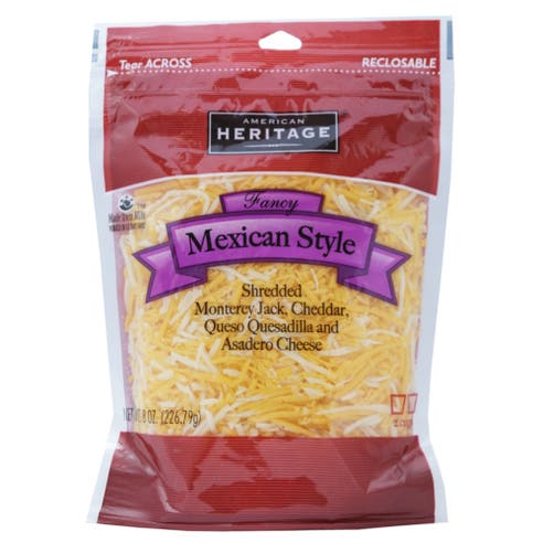 American Heritage Shredded Mexican Cheese Blend 226.8g - Available at Alosra Online Supermarket