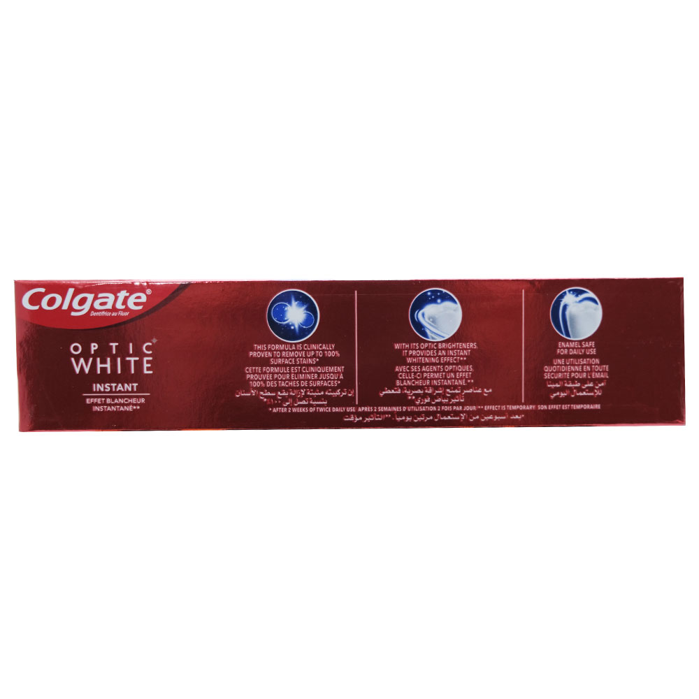 Colgate Optic White Instant Whitening Toothpaste 2x75ml [Special Offer] right side image
