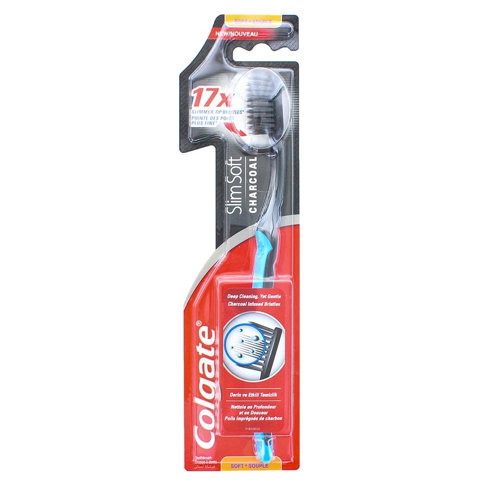 Colgate Slim Soft Charcoal Toothbrush - Available at Alosra Online Supermarket