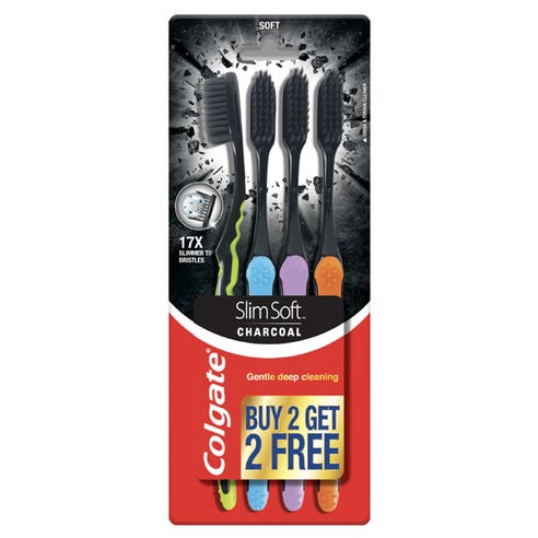 Colgate Slim Soft Charcoal Toothbrush 2's 