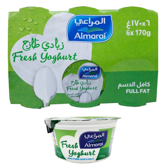 Almarai Full Cream Fresh Yoghurt 6x170g - Available at Alosra Online Supermarket