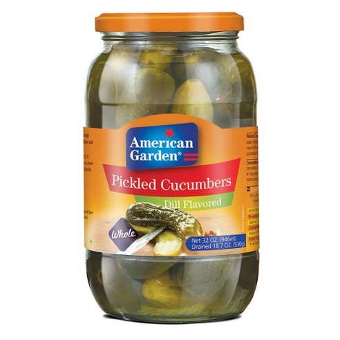 American Garden Whole Dill Pickled Cucumbers 946ml - Available at Alosra Online Supermarket