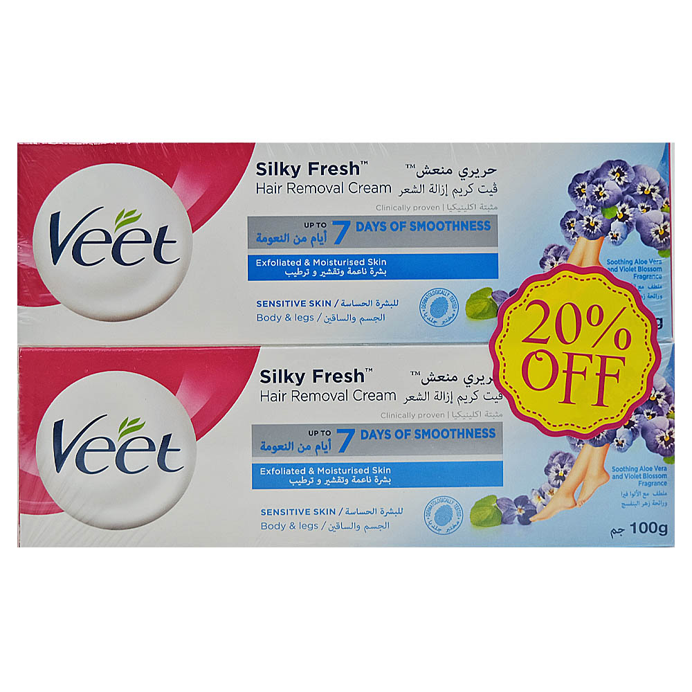 Veet Hair Removal Cream Sensitive Skin 2x100g [Special Offer] - Available at Alosra Online Supermarket