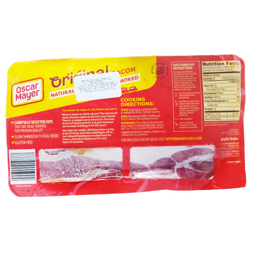 Oscar Mayer Hardwood Smoked Bacon [1820 Slices] 453g [Contains Pork] back image