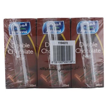 Almarai UHT Double Chocolate Milk 200ml 6s - Available at Alosra Online Supermarket