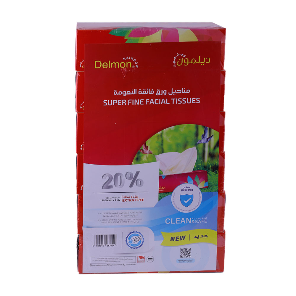 Delmon Facial Rainbow Tissue 150's 2Ply - Available at Alosra Online Supermarket