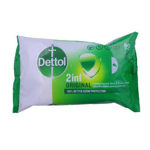 Dettol Anti Bacterial Wipes 80's - Available at Alosra Online Supermarket