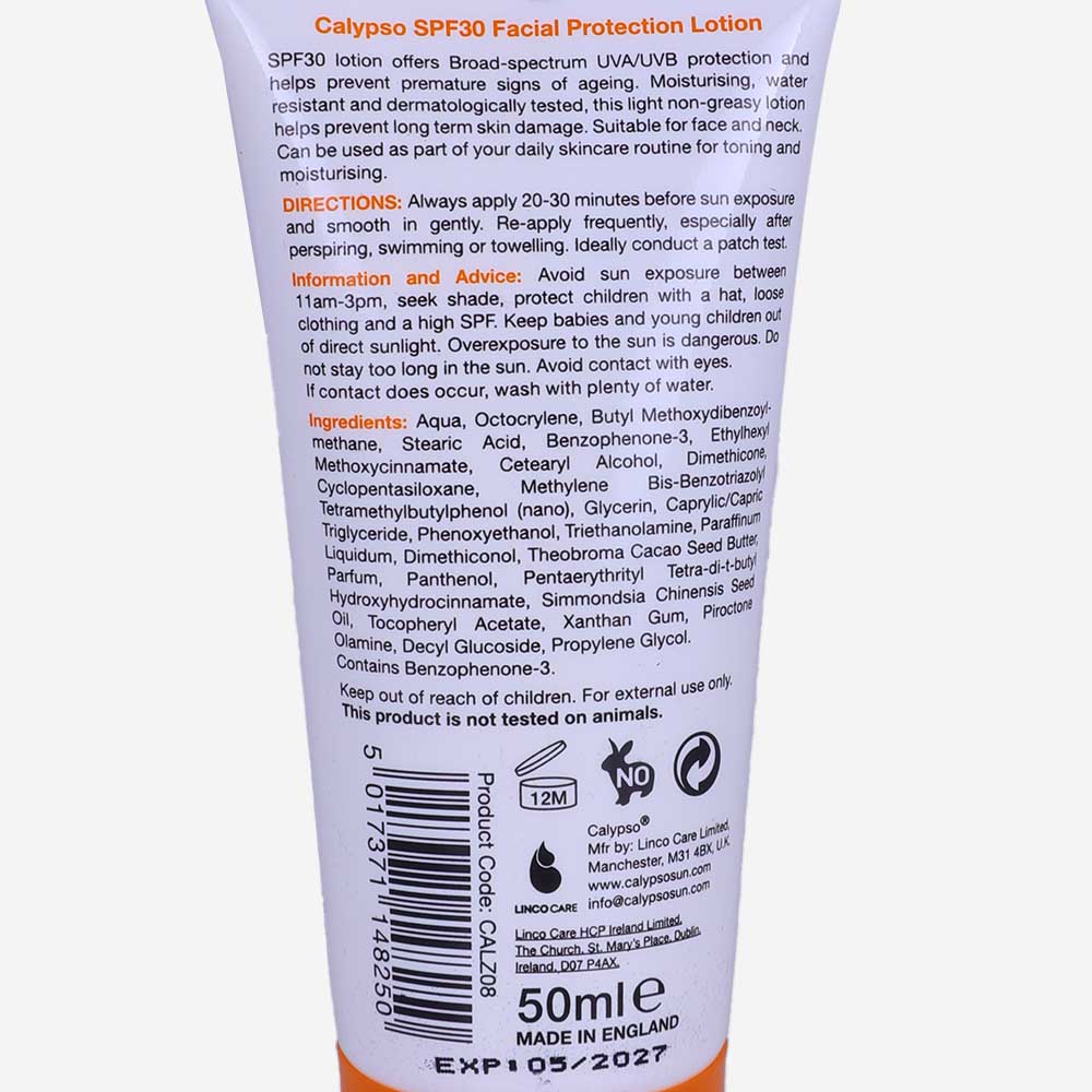 Calypso Facial Protection Sun Lotion SPF30 50ml back image