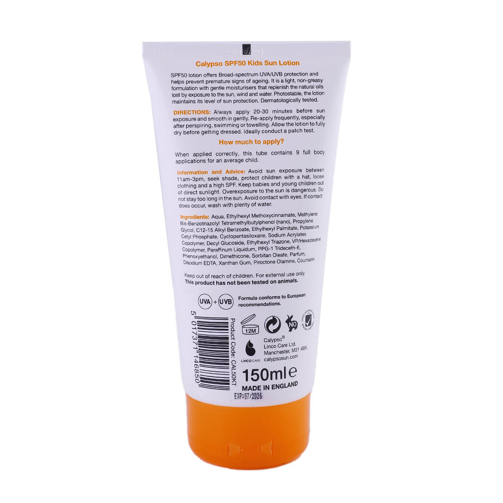 Calypso Kids Sun Lotion SPF50 150ml back image
