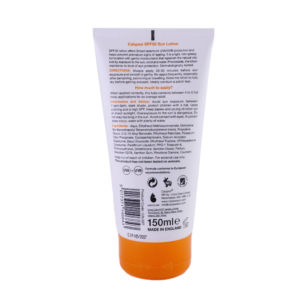 Calypso Sun Lotion SPF50 150ml back image