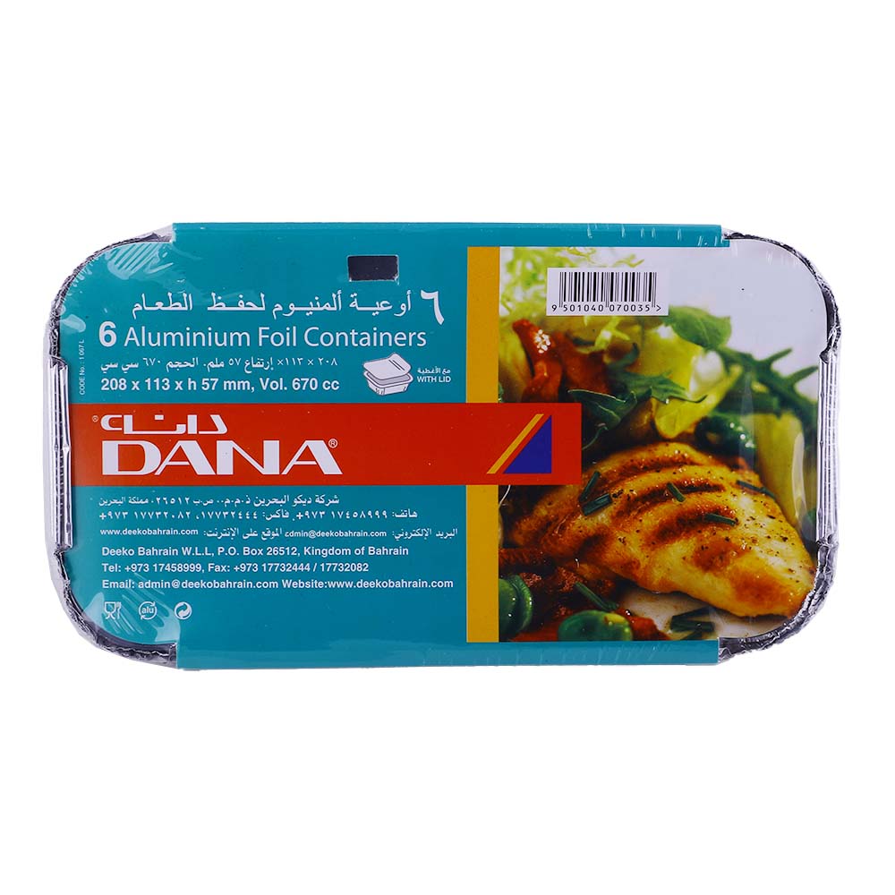 Dana Aluminium Foil Containers 6's - Available at Alosra Online Supermarket
