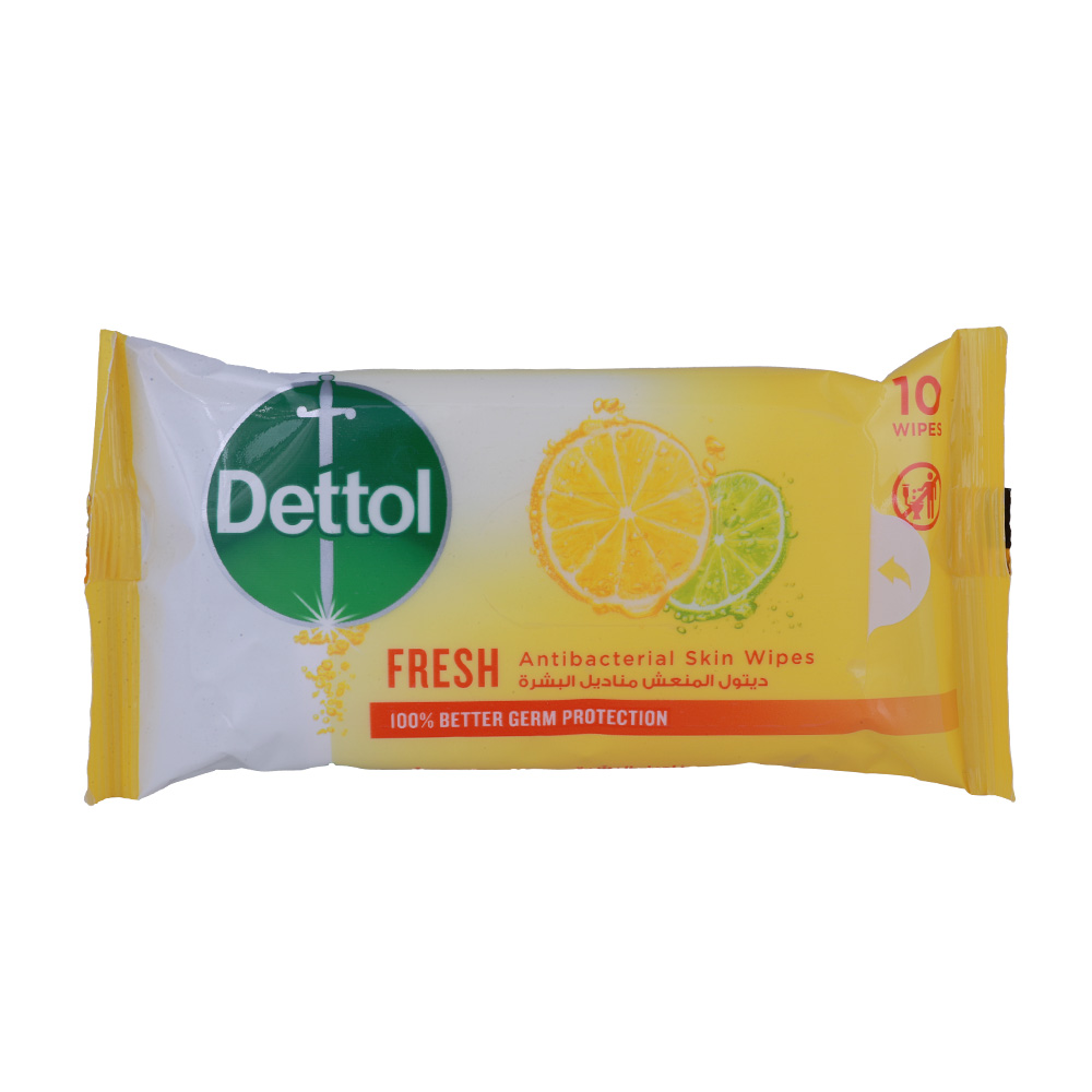 Dettol Original Anti-Bacterial Wipes 10's Pack - Available at Alosra Online Supermarket