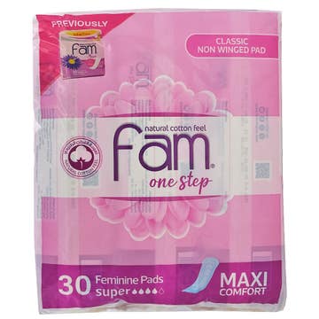 Fam Maxi One Step Feminine Pads 30's Pack - Available at Alosra Online Supermarket
