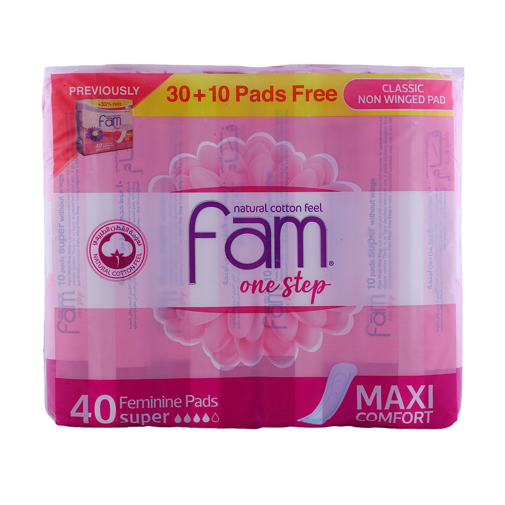 Fam Maxi One Step Feminine Pads 30's Pack - Available at Alosra Online Supermarket