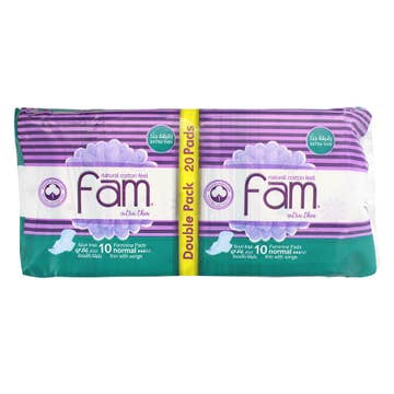 Fam Normal Extra Thin Feminine Pads 20's Duo Pack - Available at Alosra Online Supermarket