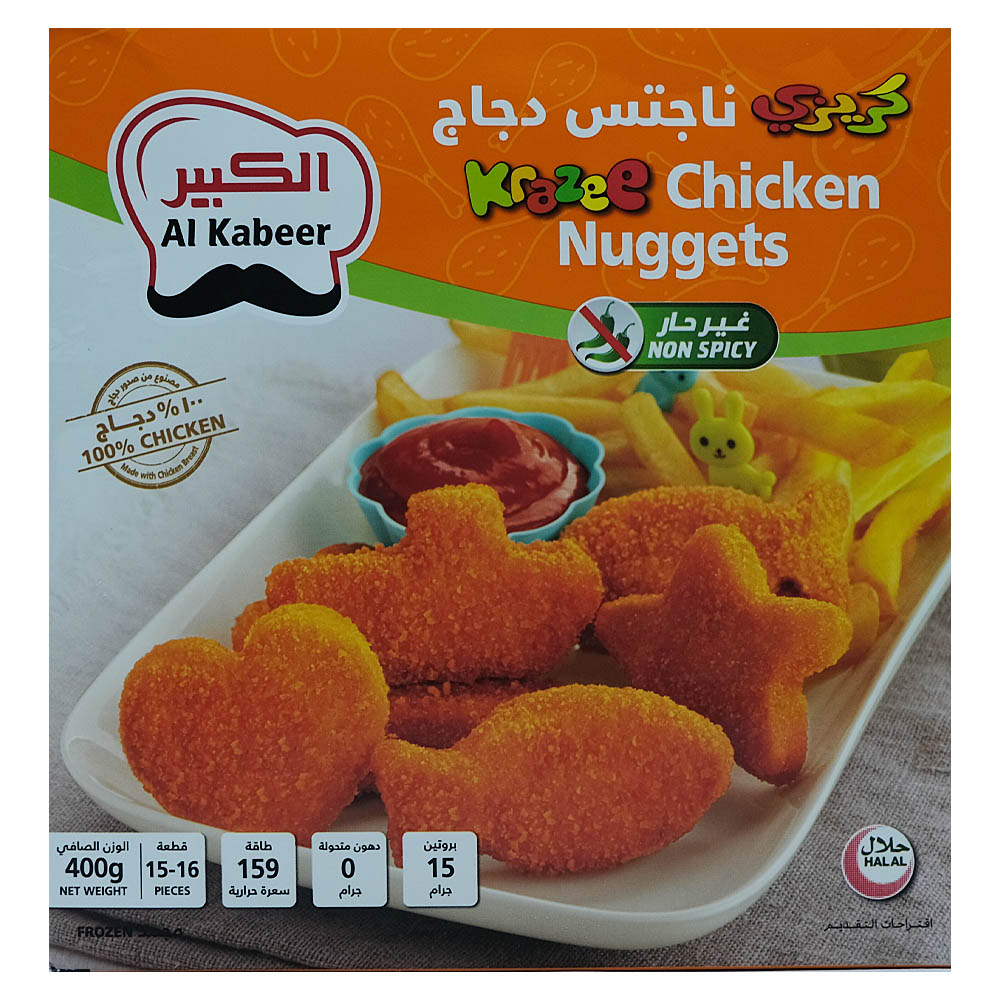 Al Kabeer Krazee Chicken Nuggets 400g - Available at Alosra Online Supermarket