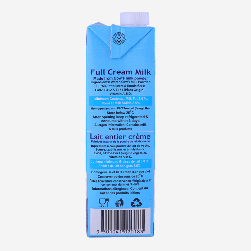 Awal Full Cream Milk 1L back image