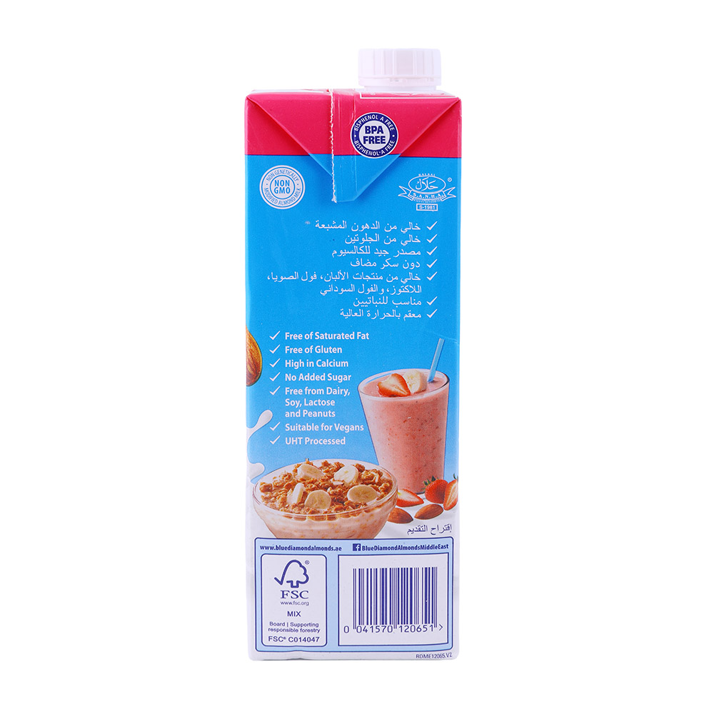 Blue Diamond Unsweetened Almond Breeze Milk  1L back image