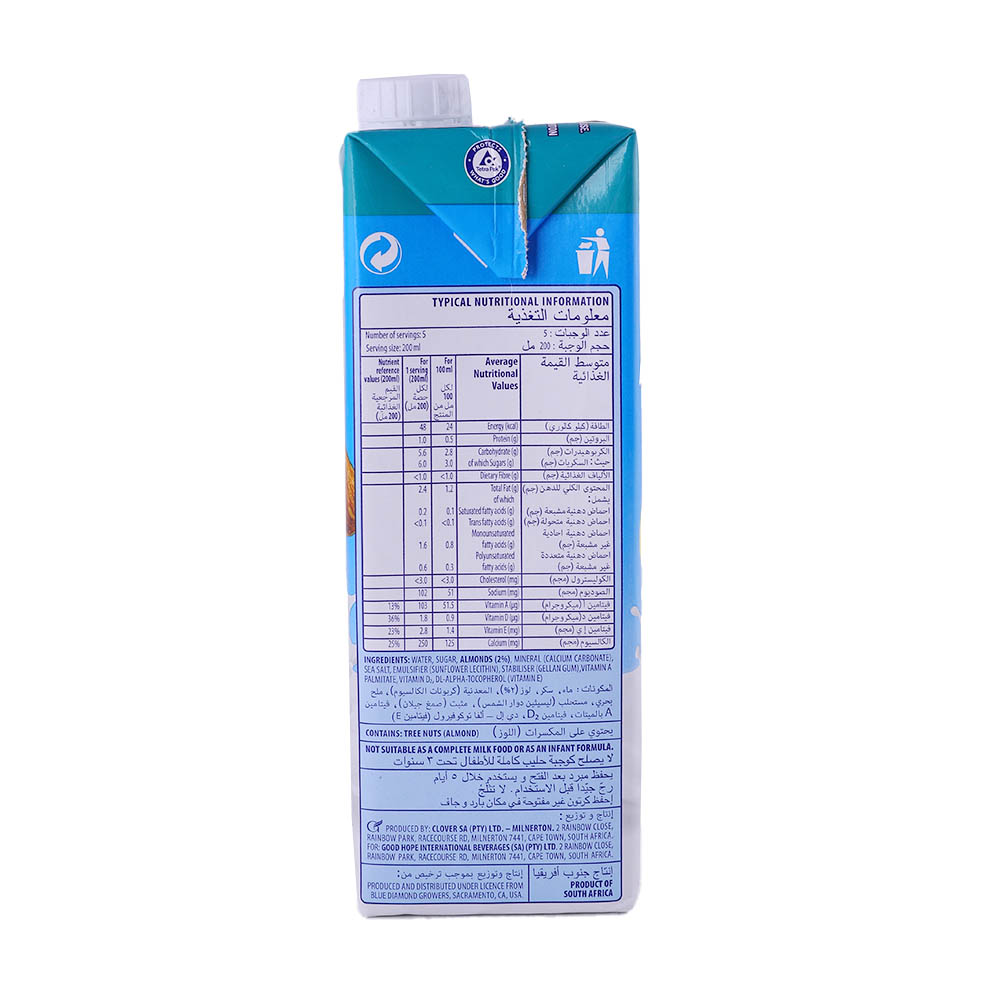 Blue Diamond Original Almond Breeze Milk 1L right side image