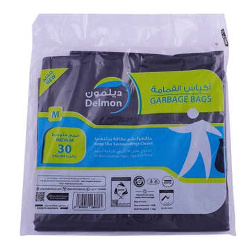 Delmon Garbage Bags Medium with Ties 30Gal 15's - Available at Alosra Online Supermarket