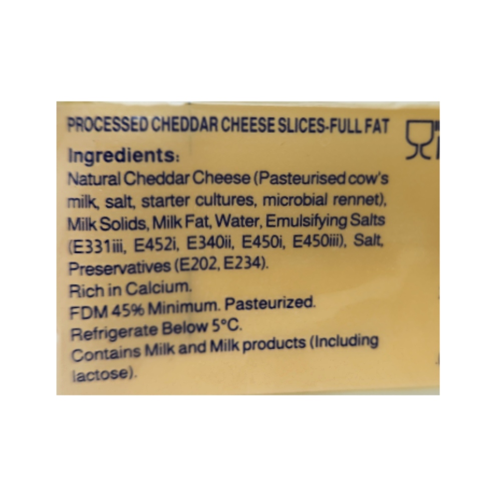 Almarai Cheddar Cheese Slices 200g 10's back image