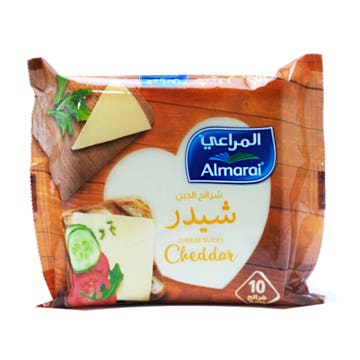 Almarai Cheddar Cheese Slices 200g 10's - Available at Alosra Online Supermarket