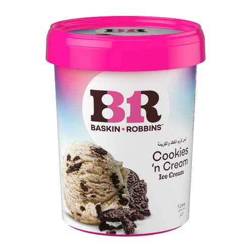 Baskin Robbins Cookies n Cream Ice Cream 1L - Available at Alosra Online Supermarket