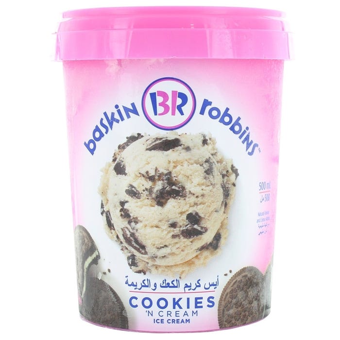 Baskin Robbins Cookies n Cream Ice Cream 500ml - Available at Alosra Online Supermarket