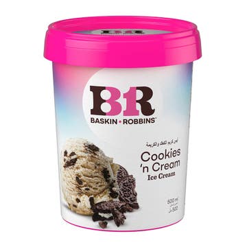 Baskin Robbins Cookies n Cream Ice Cream 500ml - Available at Alosra Online Supermarket