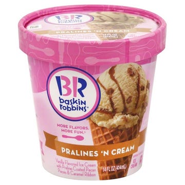 Baskin Robbins Pralines 'N Cream Ice Cream 414ml - Available at Alosra Online Supermarket