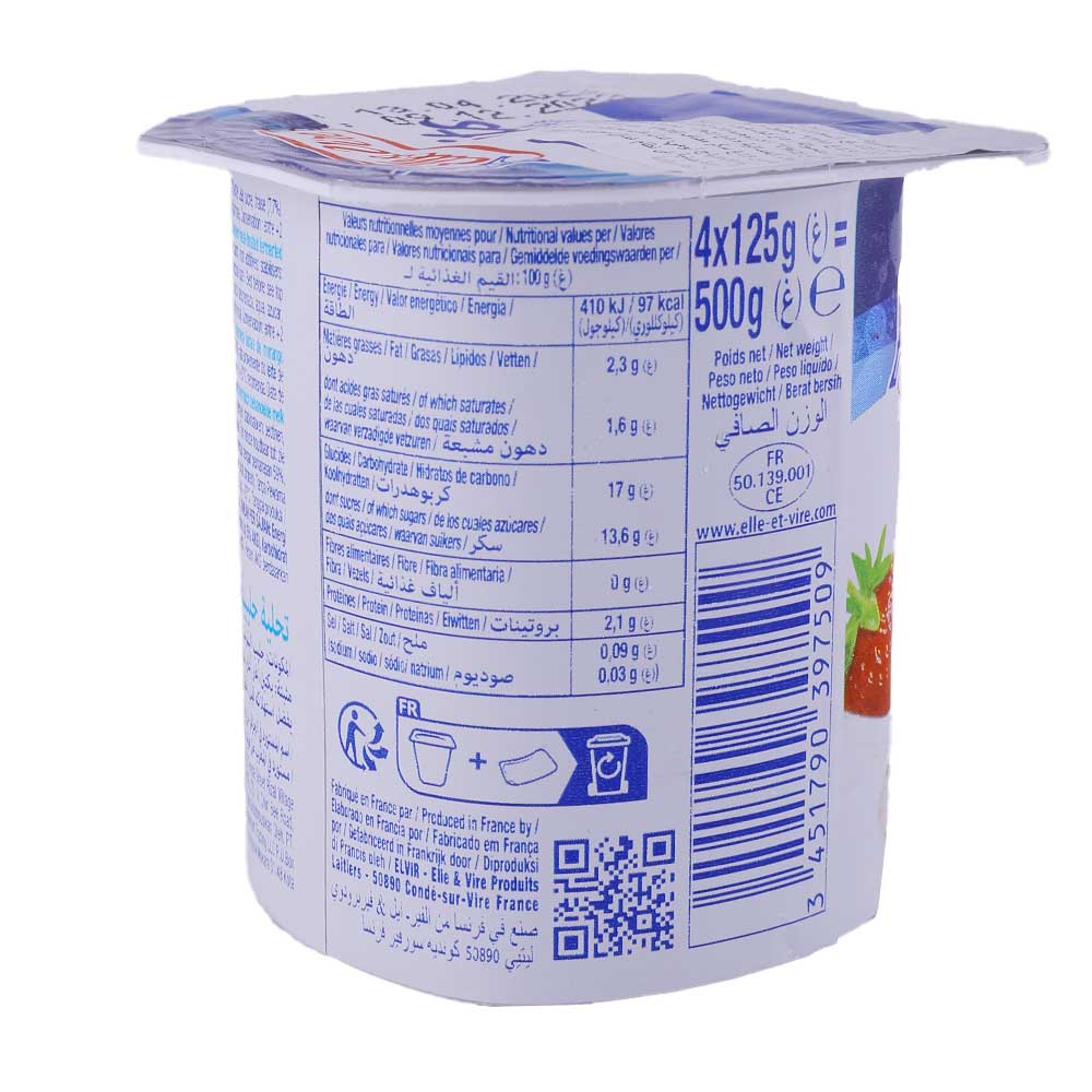 Elle & Vire Strawberry Fruit Dessert 125g back image