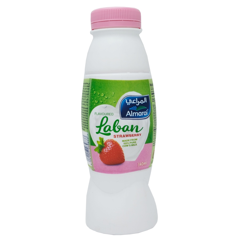 Almarai Strawberry Flavoured Laban 340ml - Available at Alosra Online Supermarket