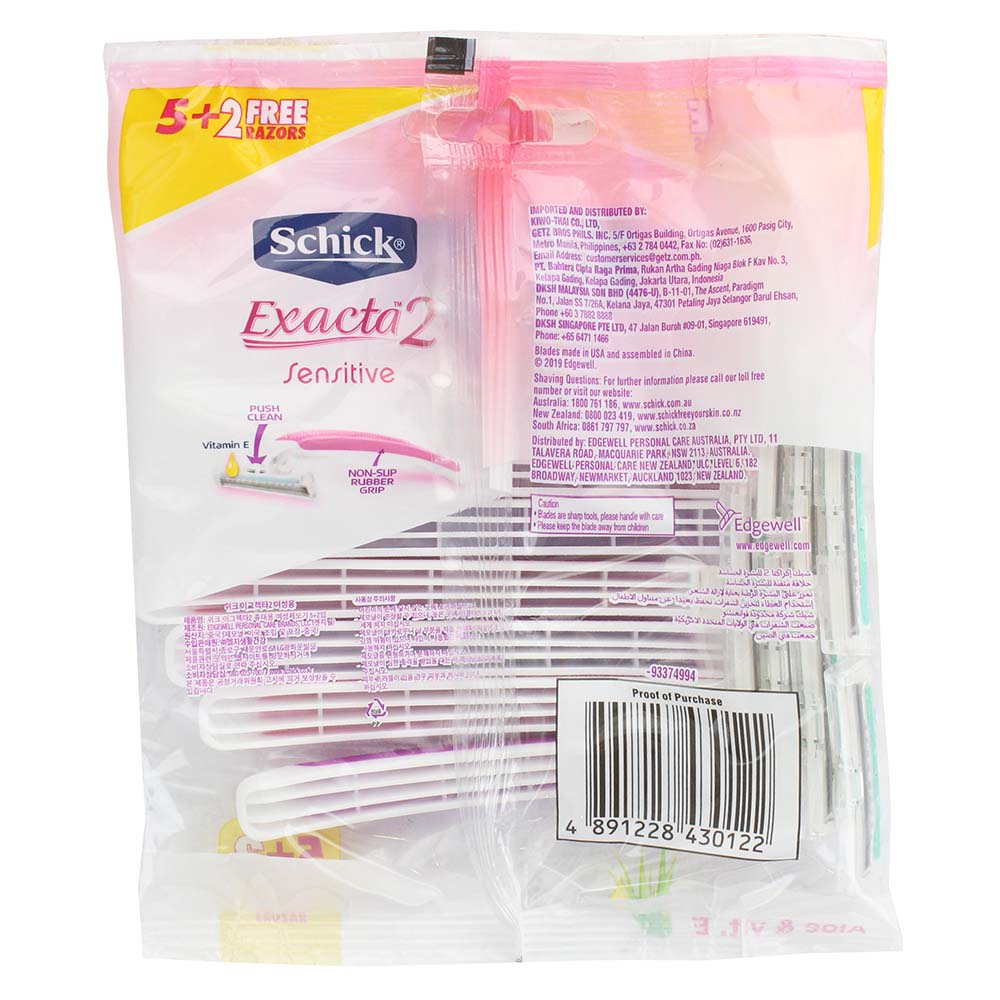 Schick Exacta 2 Sensitive Womens Razor [5+2 Pieces] back image