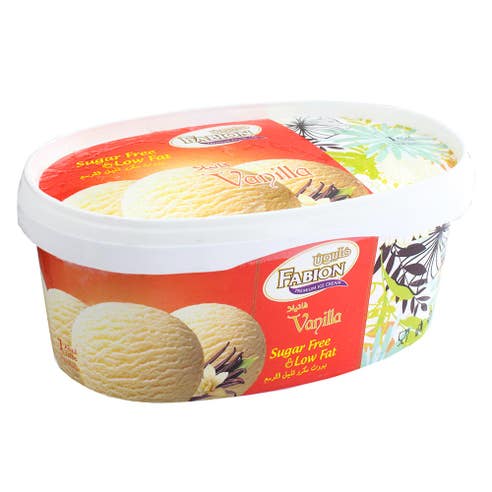 Fabion Vanilla Sugar Free & Low Fat Ice Cream 1.1L - Available at Alosra Online Supermarket