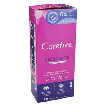 Carefree Plus Large Fresh Scent Pantyliners 20's Pack - Available at Alosra Online Supermarket