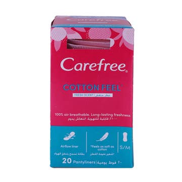 Carefree Cotton Feel Fresh Scent Pantyliners 20's Pack - Available at Alosra Online Supermarket