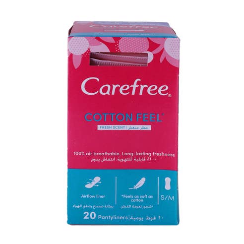 Carefree Cotton Feel Fresh Scent Pantyliners 20's Pack - Available at Alosra Online Supermarket