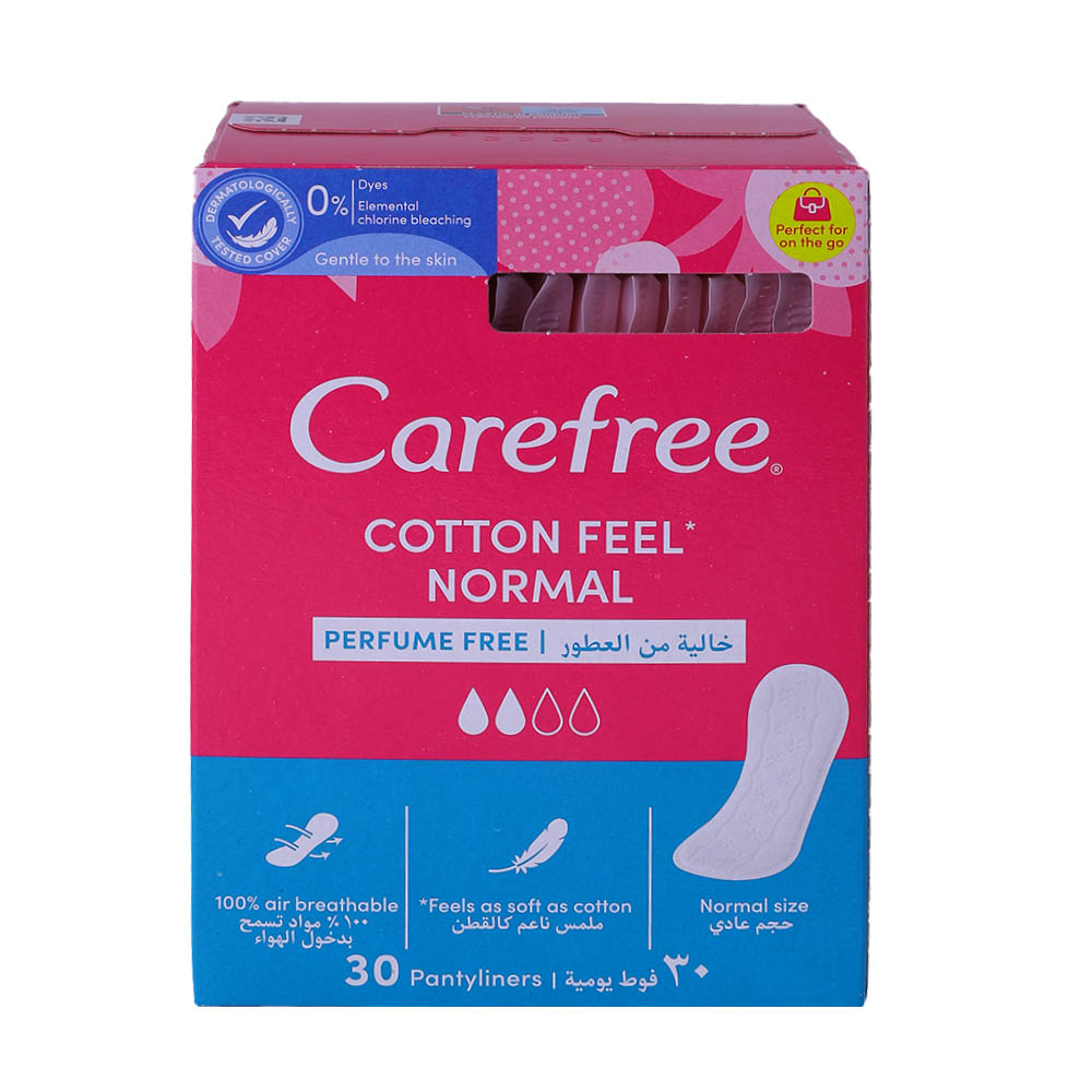 Carefree Cotton Feel Normal Pantyliners 30's Pack - Available at Alosra Online Supermarket