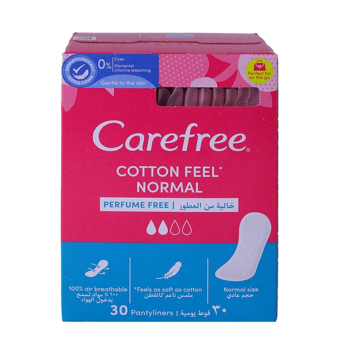 Carefree Cotton Feel Normal Pantyliners 30's Pack - Available at Alosra Online Supermarket