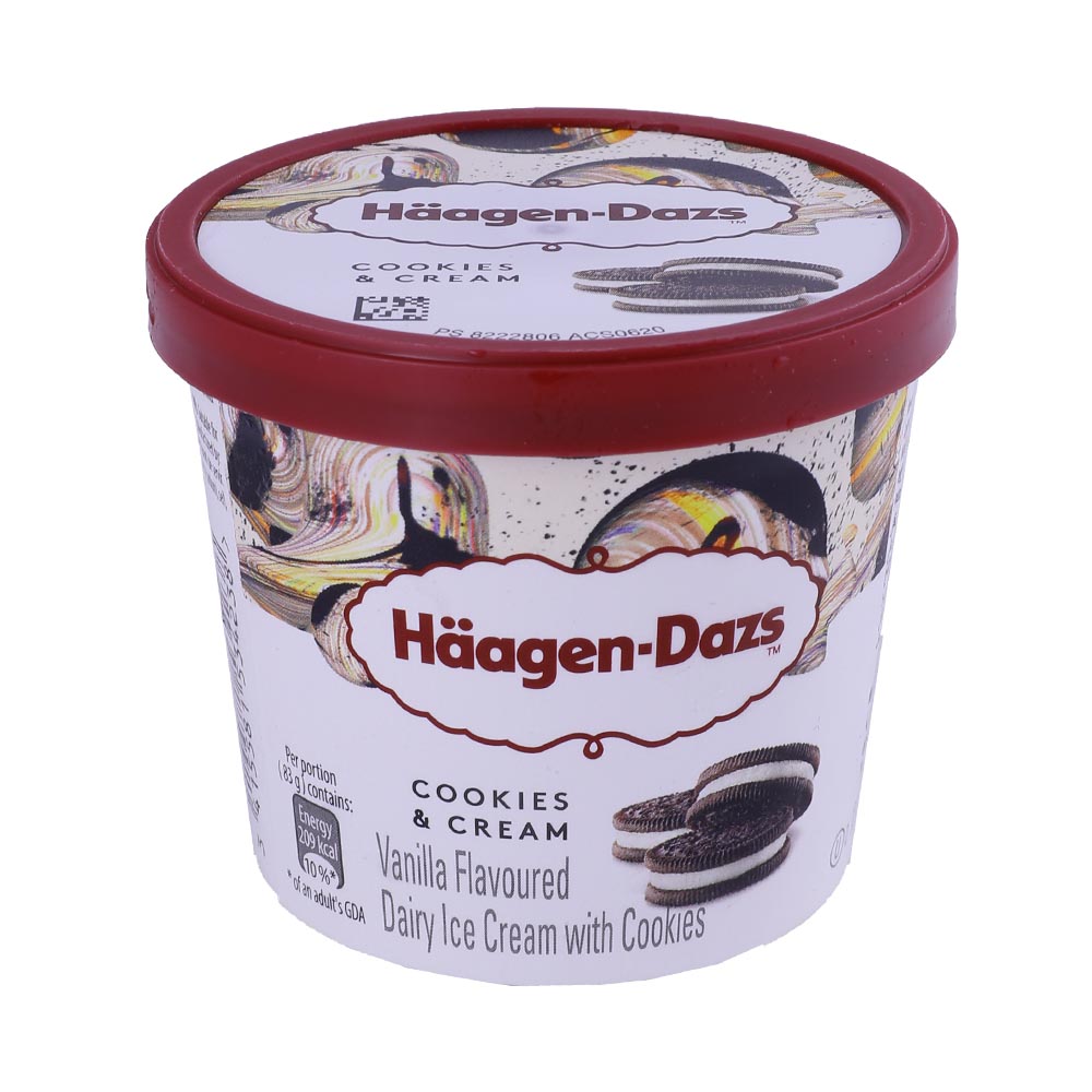 Haagen Dazs Cookies & Vanilla Cream Ice Cream 100ml - Available at Alosra Online Supermarket
