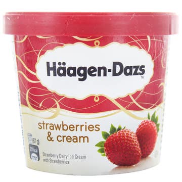 Haagen Dazs Strawberries & Cream Ice Cream 100ml - Available at Alosra Online Supermarket