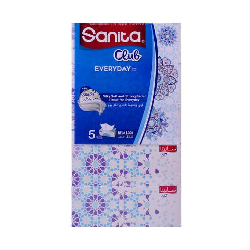 Sanita Club Facial Tissue 2 Ply [5 Pieces] - Available at Alosra Online Supermarket