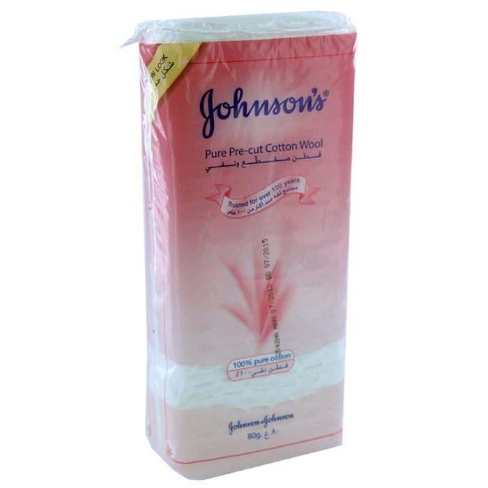 Johnson's Pre-Cut Cotton Wool 80's - Available at Alosra Online Supermarket