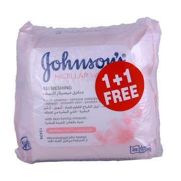 Johnson's Refreshing Face Wipes 25's 1+1 Free [Special Offer] 