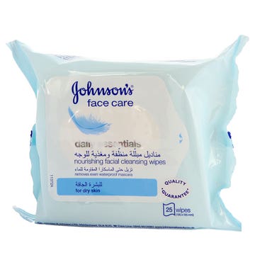 Johnson's Face Care Facial Wipes for Dry Skin 25's - Available at Alosra Online Supermarket