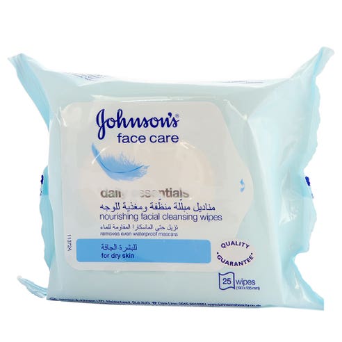 Johnson's Face Care Facial Wipes for Dry Skin 25's - Available at Alosra Online Supermarket