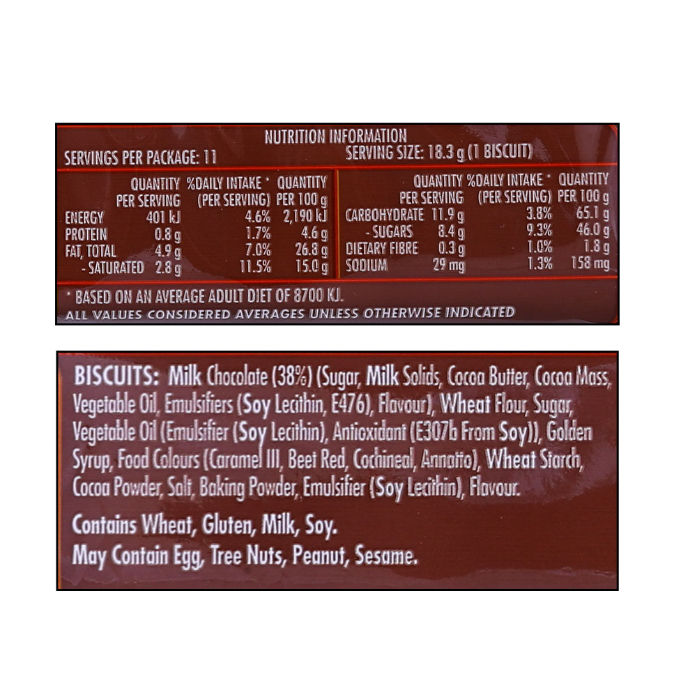 Arnott's TimTam Original Chocolate Biscuits 200g right side image