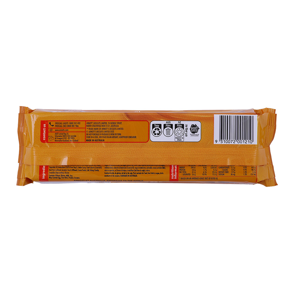 Arnott's Tim Tam Chewy Caramel Chocolate Biscuit 175g back image